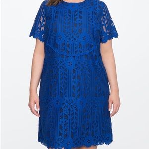 Eloquii blue lace overlay dress.